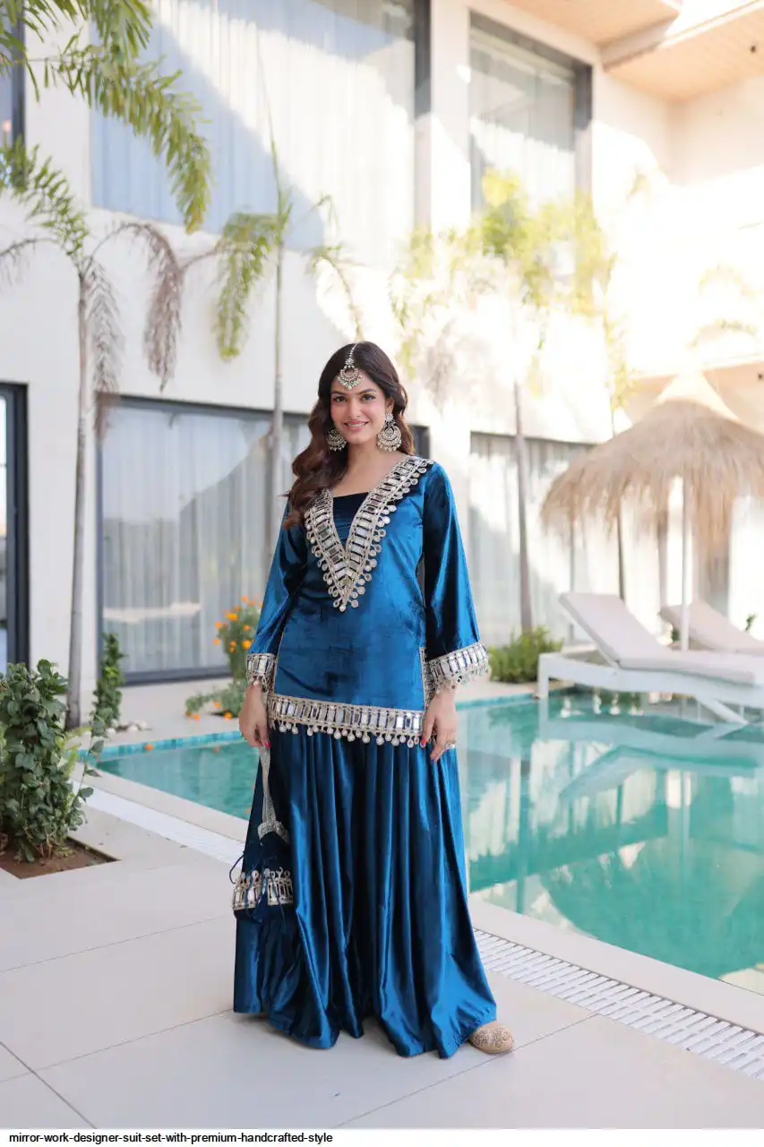 MIRROR WORK DESIGNER SUIT SET WITH PREMIUM HANDCRAFTED STYLE 2