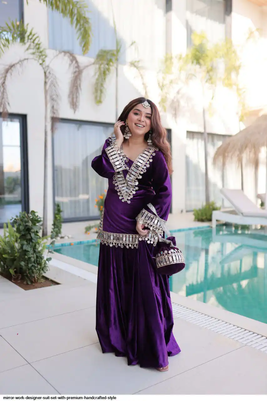 MIRROR WORK DESIGNER SUIT SET WITH PREMIUM HANDCRAFTED STYLE 1