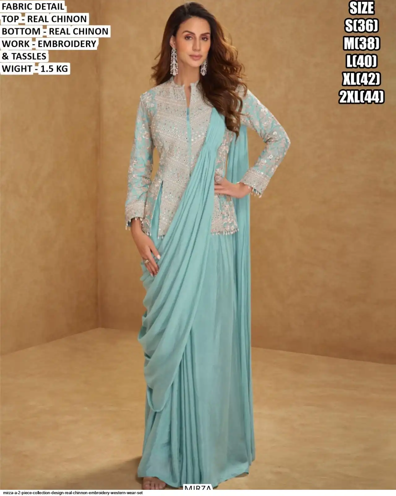 MIRZA A 2 PIECE COLLECTION DESIGN REAL CHINNON EMBROIDERY WESTERN WEAR SET B