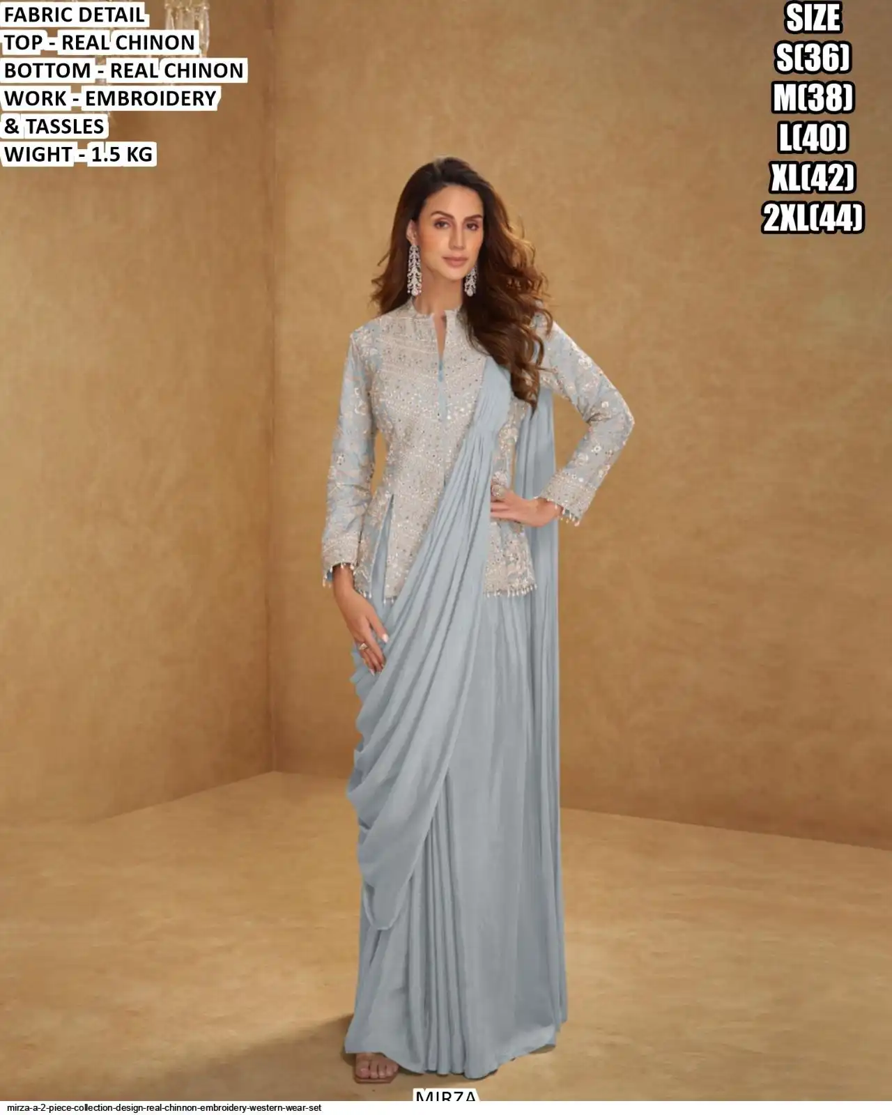 MIRZA A 2 PIECE COLLECTION DESIGN REAL CHINNON EMBROIDERY WESTERN WEAR SET C