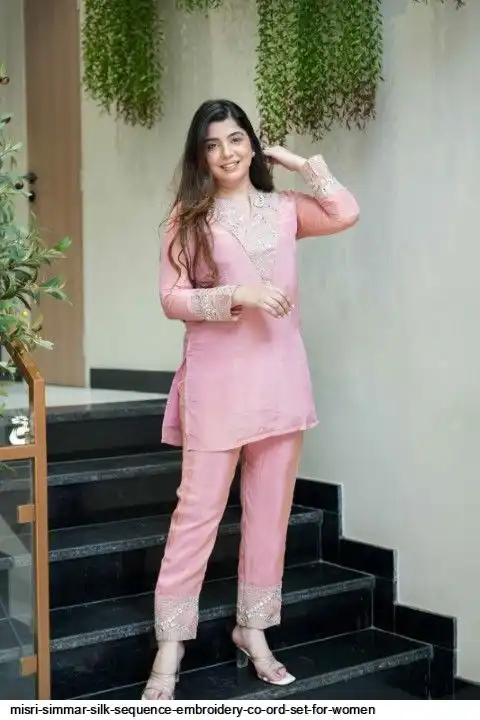 MISRI SIMMAR SILK SEQUENCE EMBROIDERY CO ORD SET FOR WOMEN B