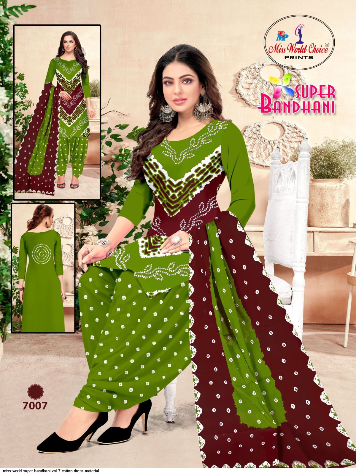 Miss World Super Bandhani Vol-7 Cotton Dress Material