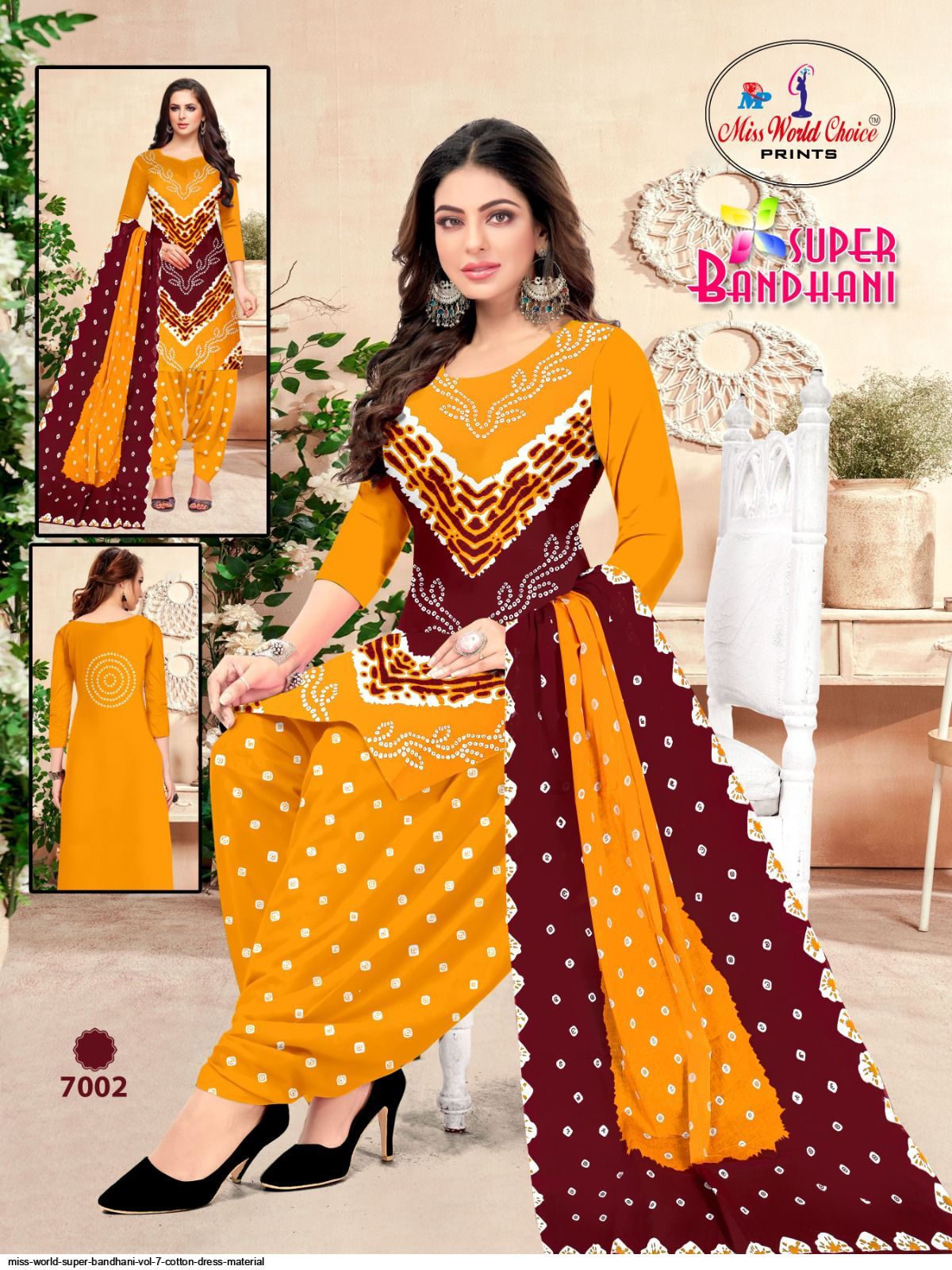 Miss World Super Bandhani Vol-7 Cotton Dress Material