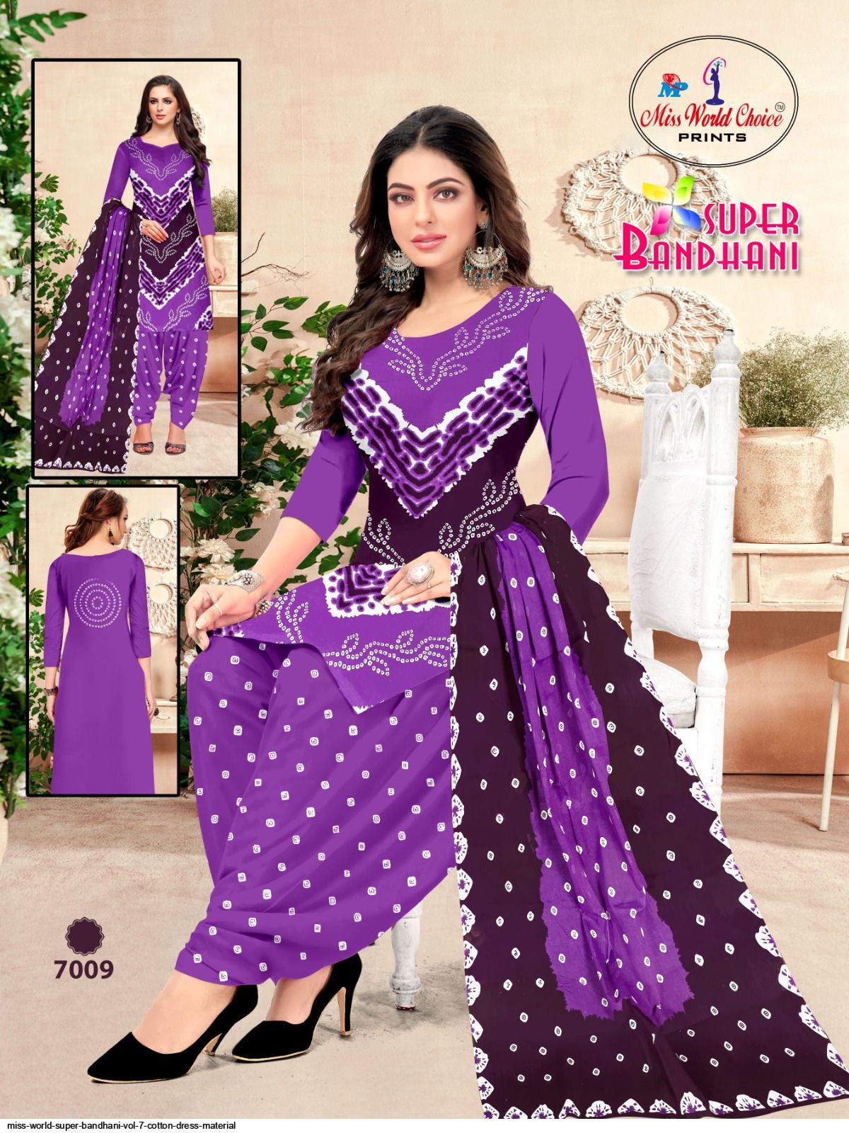 Miss World Super Bandhani Vol-7 Cotton Dress Material