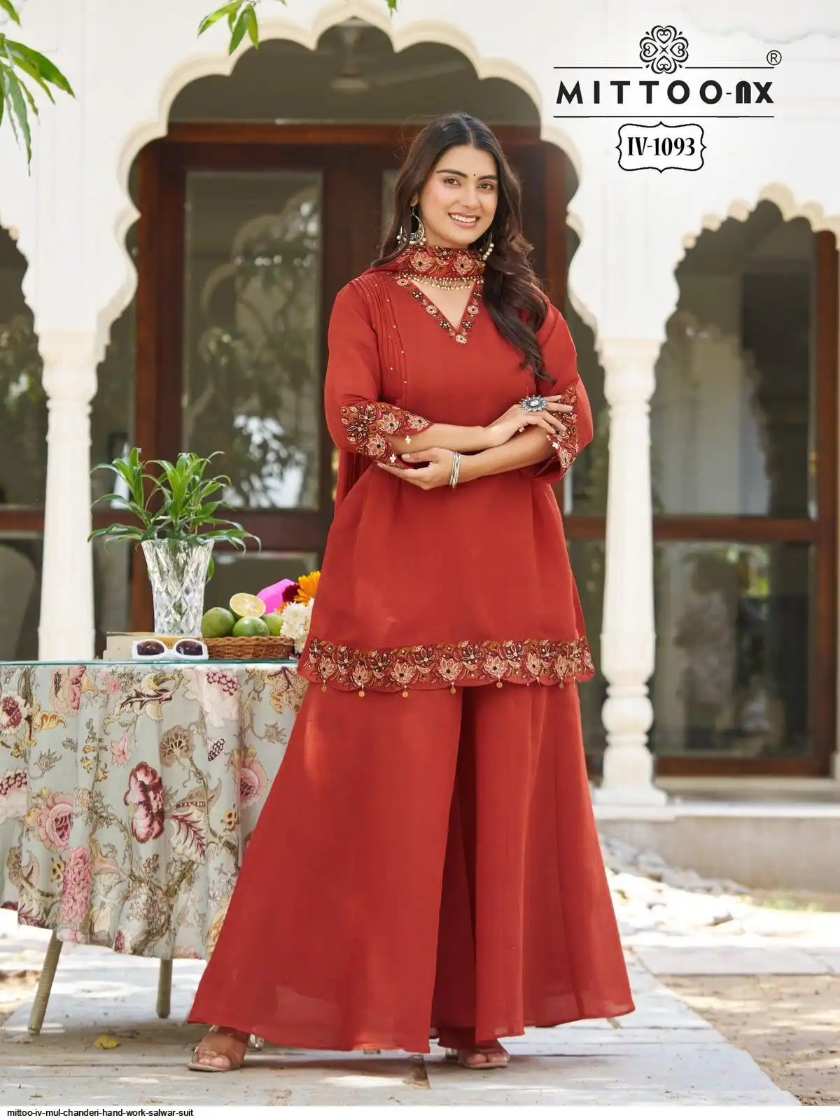 MITTOO IV MUL CHANDERI HAND WORK SALWAR SUIT 1093