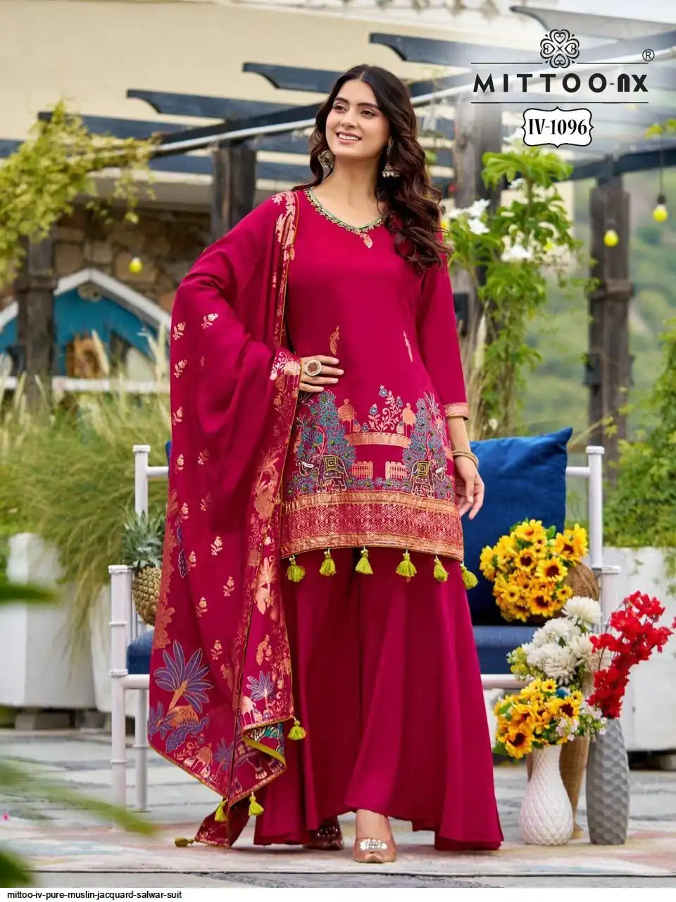 MITTOO IV PURE MUSLIN JACQUARD SALWAR SUIT 1096