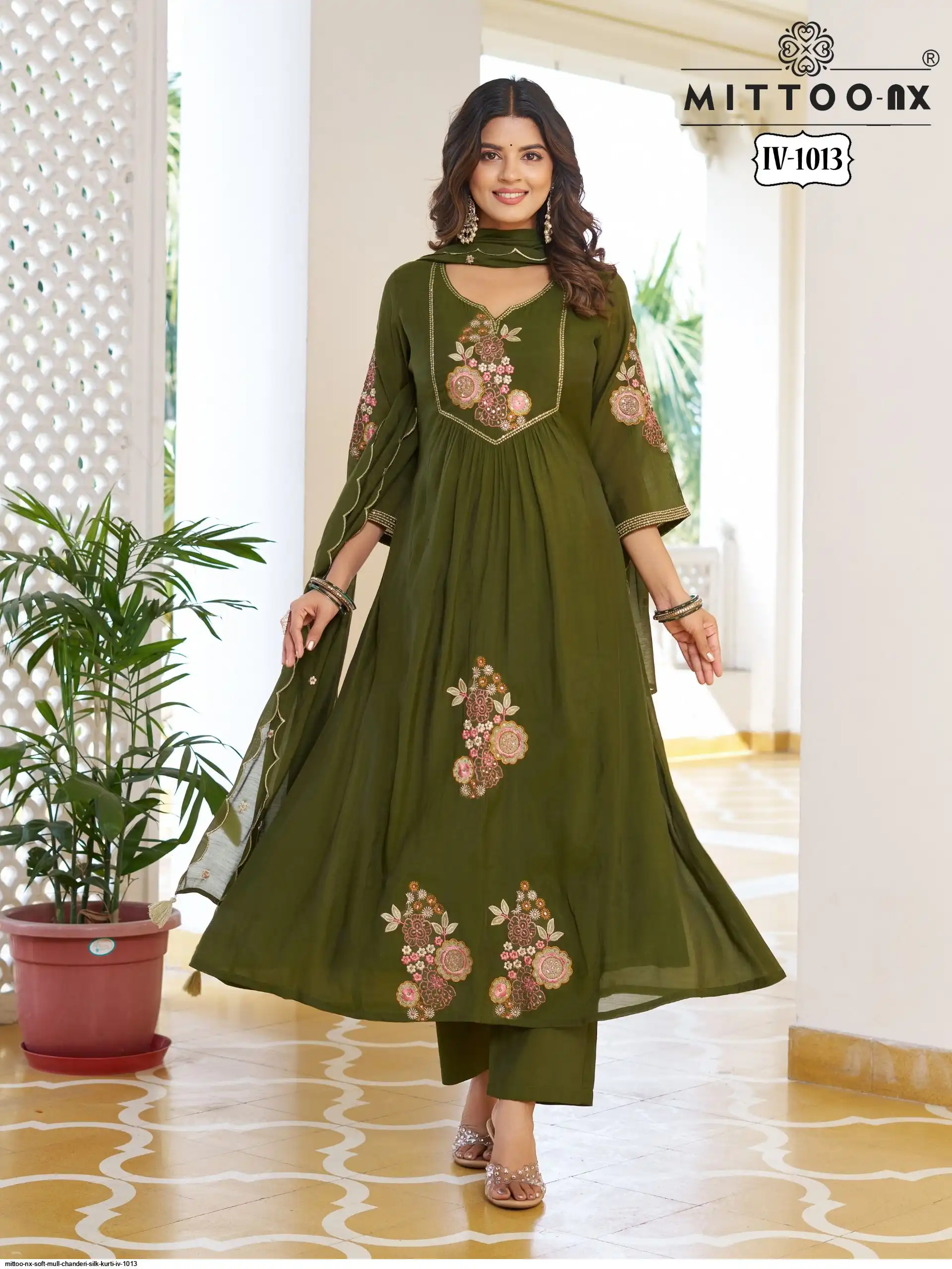 nyurui0107 MITTOO NX soft mull chanderi silk KURTI IV-1013