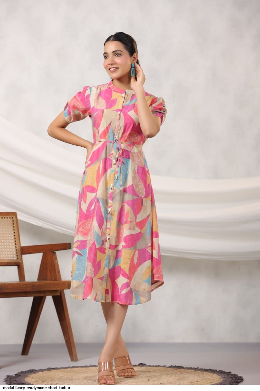 Indian Handmade Cotton Printed Short Anarkali Kurti With Pant Gift Dress  Womens | eBay
