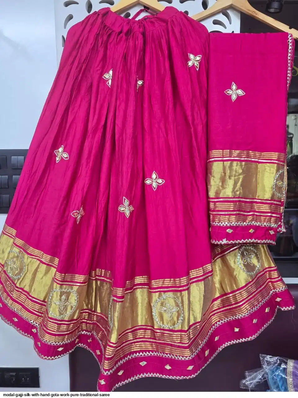 MODAL GAJJI SILK WITH HAND GOTA WORK PURE TRADITIONAL SAREE 5