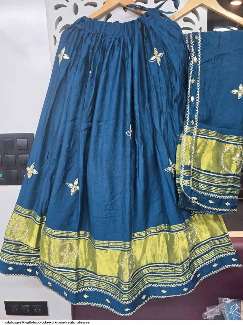 MODAL GAJJI SILK WITH HAND GOTA WORK PURE TRADITIONAL SAREE 4