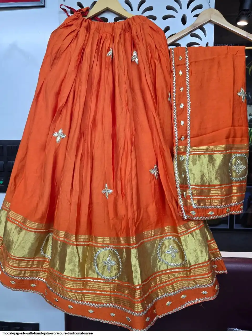 MODAL GAJJI SILK WITH HAND GOTA WORK PURE TRADITIONAL SAREE 3