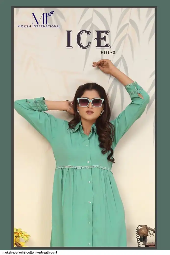 MOKSH ICE VOL 2 COTTON KURTI WITH PANT