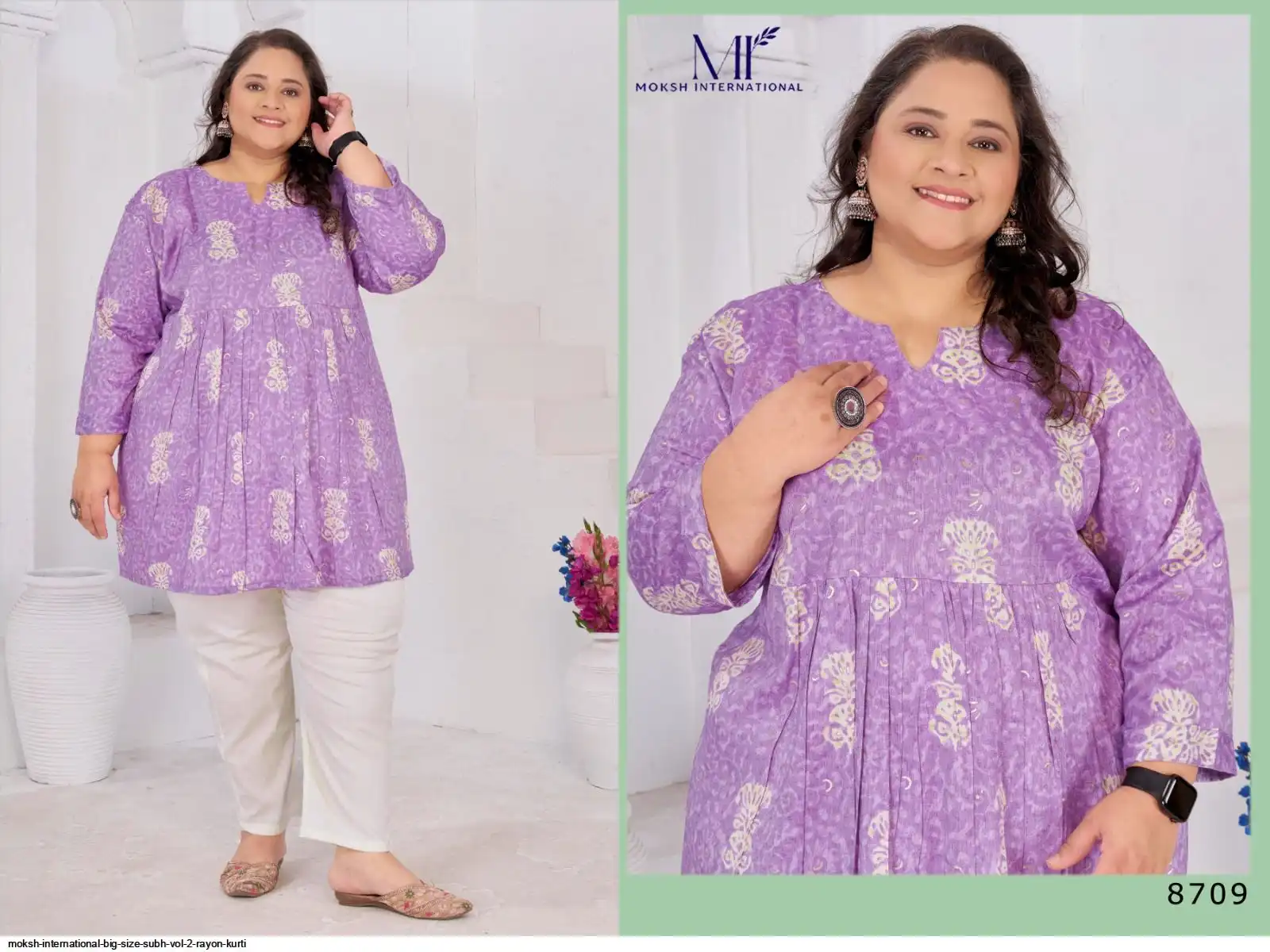 MOKSH INTERNATIONAL BIG SIZE SUBH VOL 2 RAYON KURTI 8709