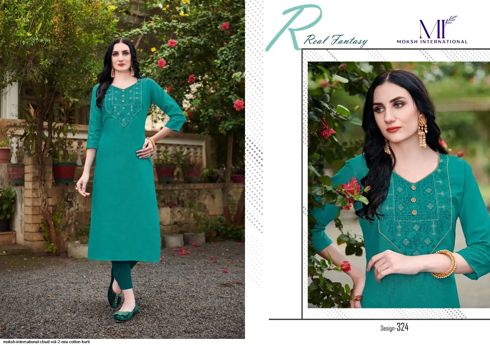 MOKSH INTERNATIONAL CLOUD VOL 2 NIRA COTTON KURTI 324