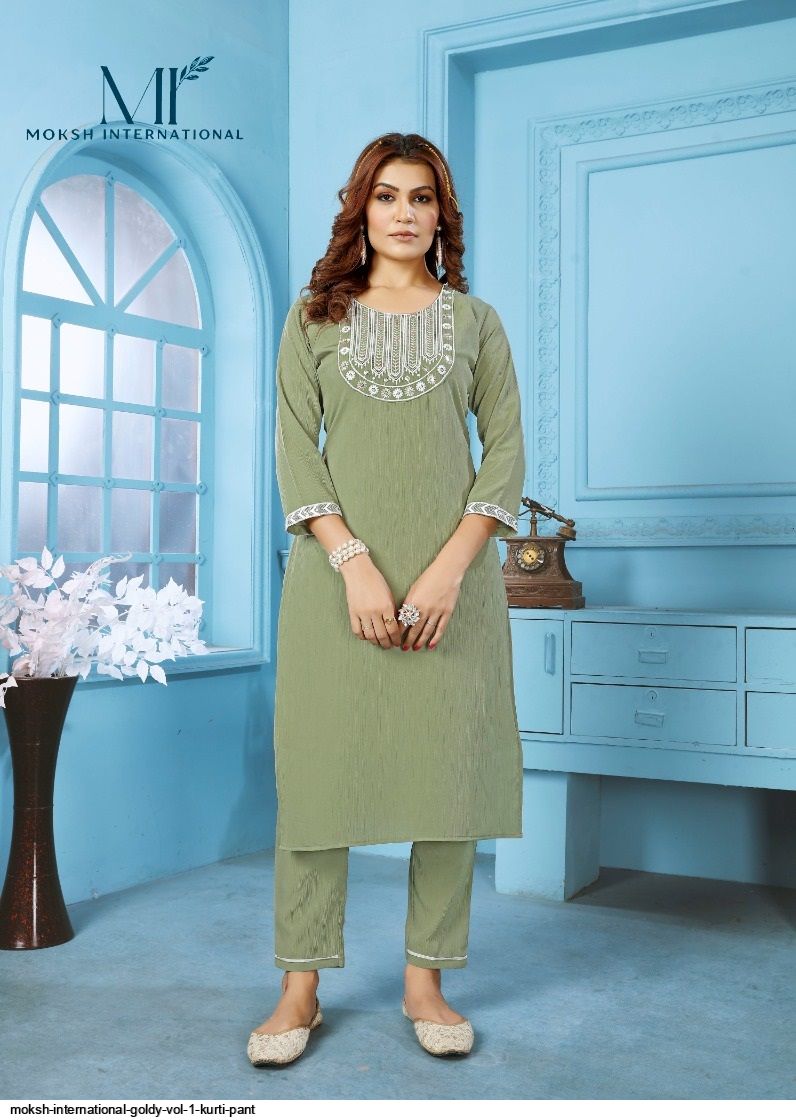 MOKSH INTERNATIONAL GOLDY VOL 1 KURTI PANT 6528