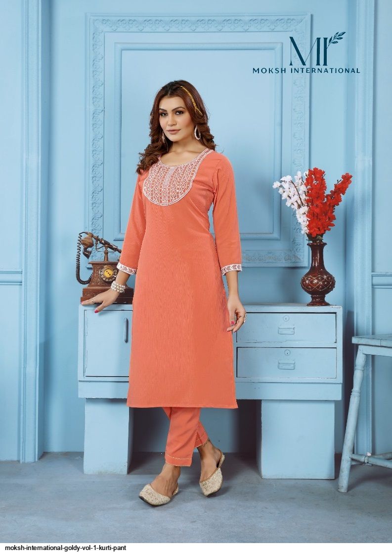 MOKSH INTERNATIONAL GOLDY VOL 1 KURTI PANT 6525