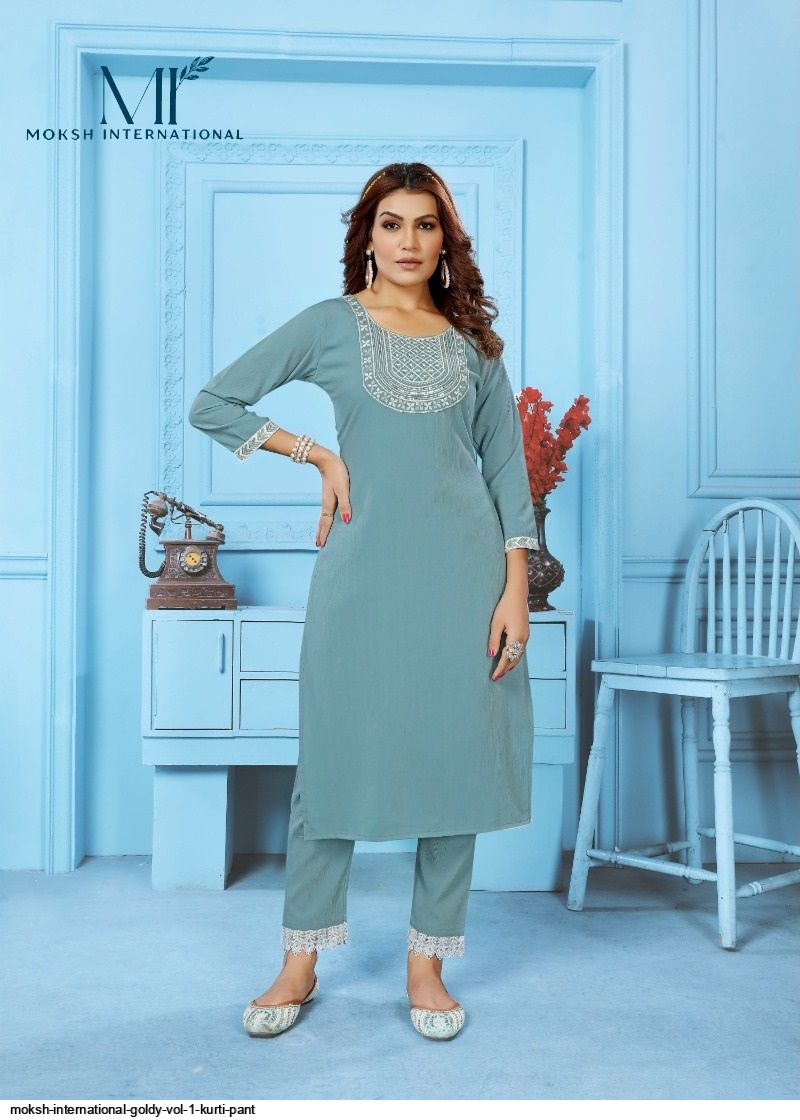 MOKSH INTERNATIONAL GOLDY VOL 1 KURTI PANT 6526