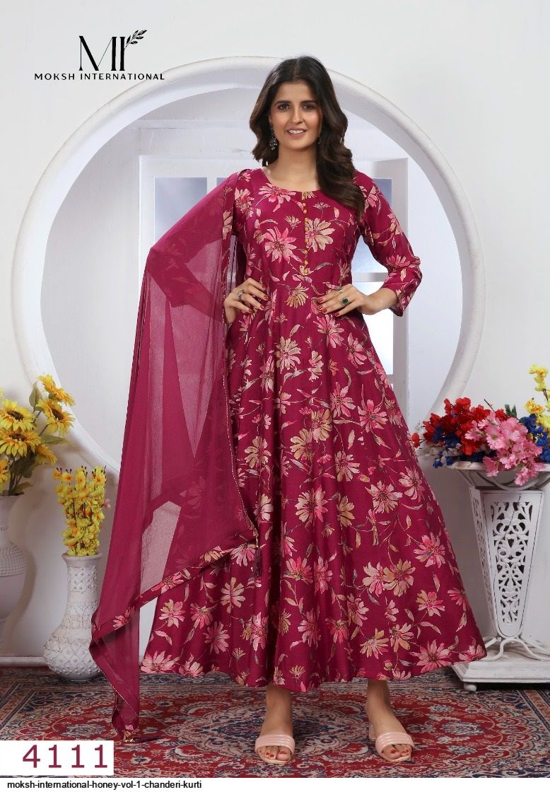 MOKSH INTERNATIONAL HONEY VOL 1 CHANDERI KURTI 4111