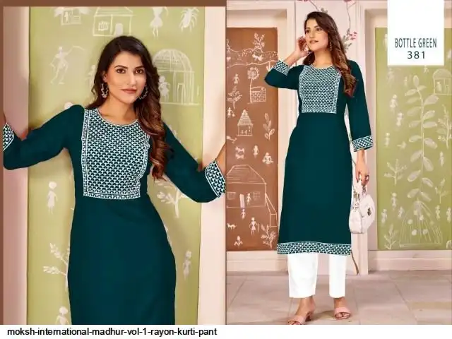 MOKSH INTERNATIONAL MADHUR VOL 1 RAYON KURTI PANT 381