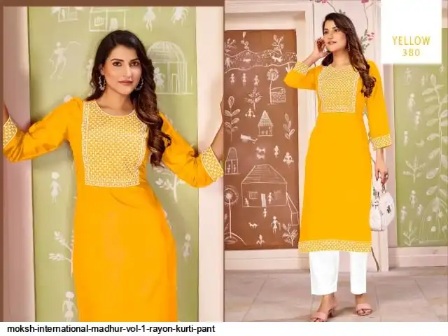MOKSH INTERNATIONAL MADHUR VOL 1 RAYON KURTI PANT 380