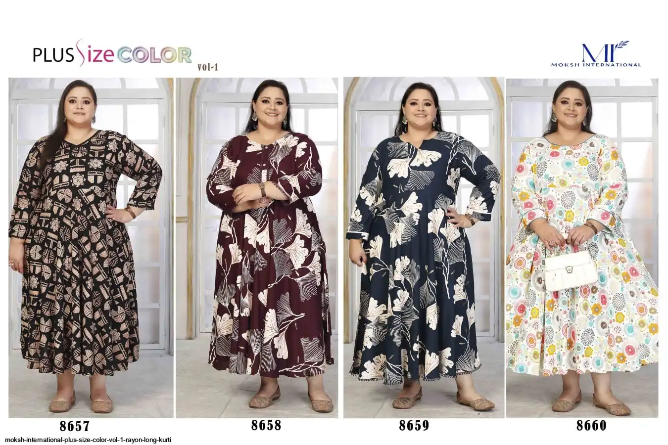 MOKSH INTERNATIONAL PLUS SIZE COLOR VOL 1 RAYON LONG KURTI