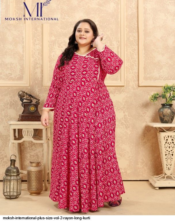 MOKSH INTERNATIONAL Plus Size Vol RAYON LONG KURTI