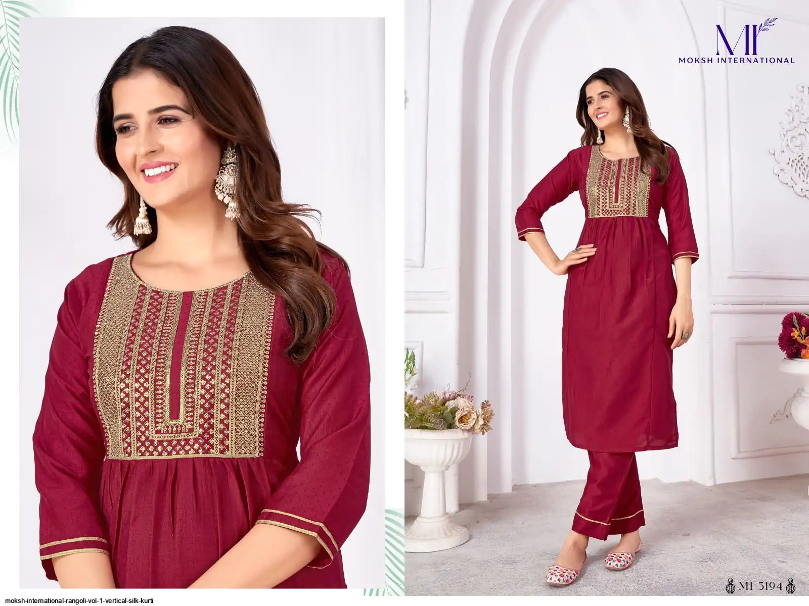 MOKSH INTERNATIONAL RANGOLI VOL 1 VERTICAL SILK KURTI 3194