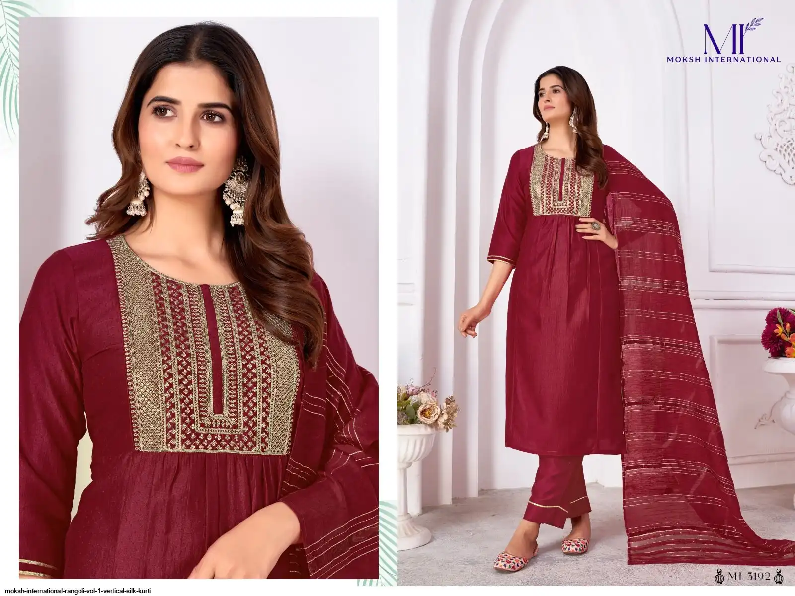 MOKSH INTERNATIONAL RANGOLI VOL 1 VERTICAL SILK KURTI 3192