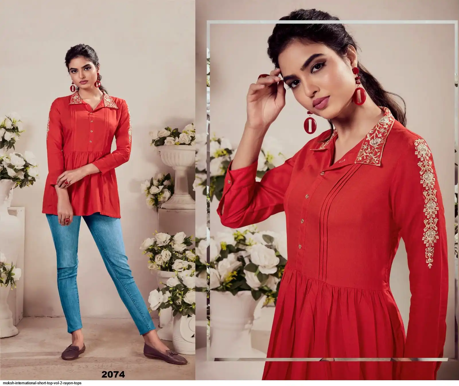 MOKSH INTERNATIONAL SHORT TOP VOL 2 RAYON TOPS 2074