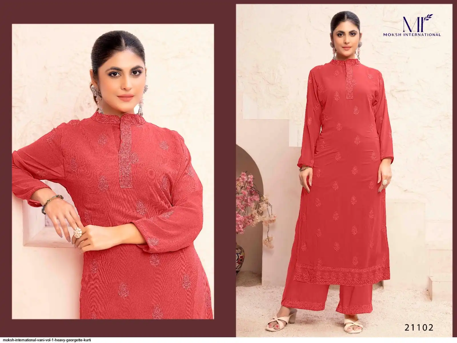 MOKSH INTERNATIONAL VANI VOL 1 HEAVY GEORGETTE KURTI 21102