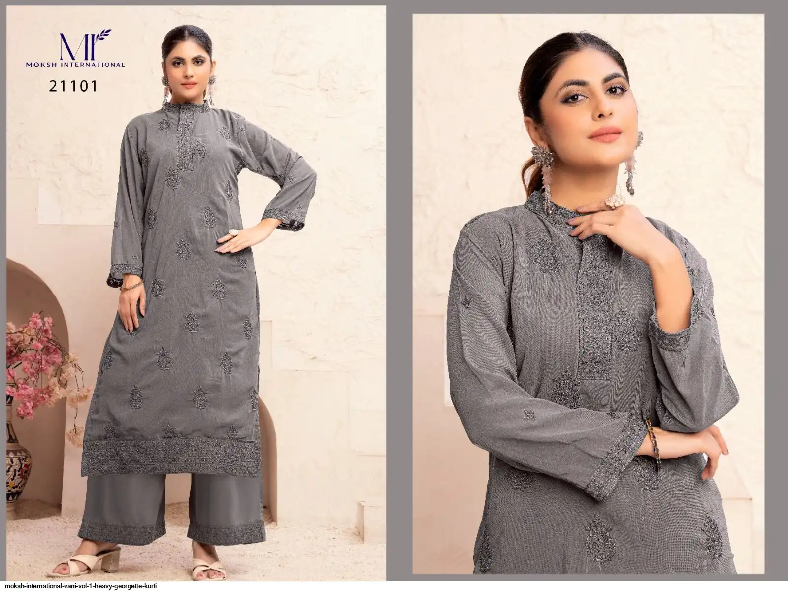 MOKSH INTERNATIONAL VANI VOL 1 HEAVY GEORGETTE KURTI 21101