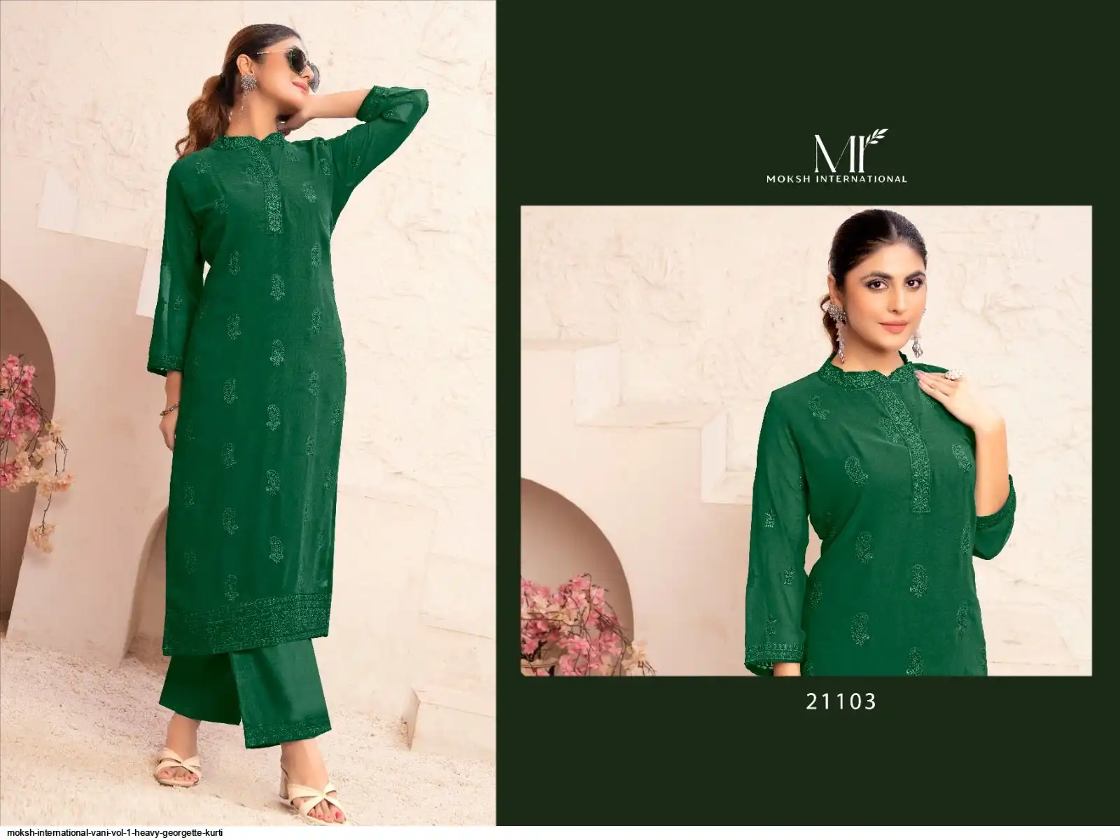 MOKSH INTERNATIONAL VANI VOL 1 HEAVY GEORGETTE KURTI 21103