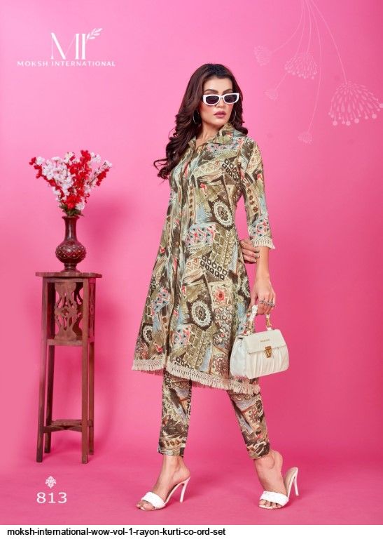 MOKSH INTERNATIONAL WOW VOL 1 RAYON KURTI CO ORD SET 813