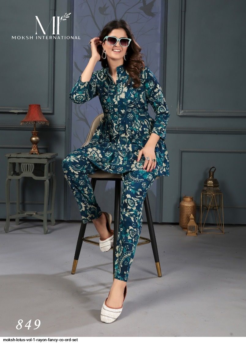 MOKSH LOTUS VOL 1 RAYON FANCY CO ORD SET 849