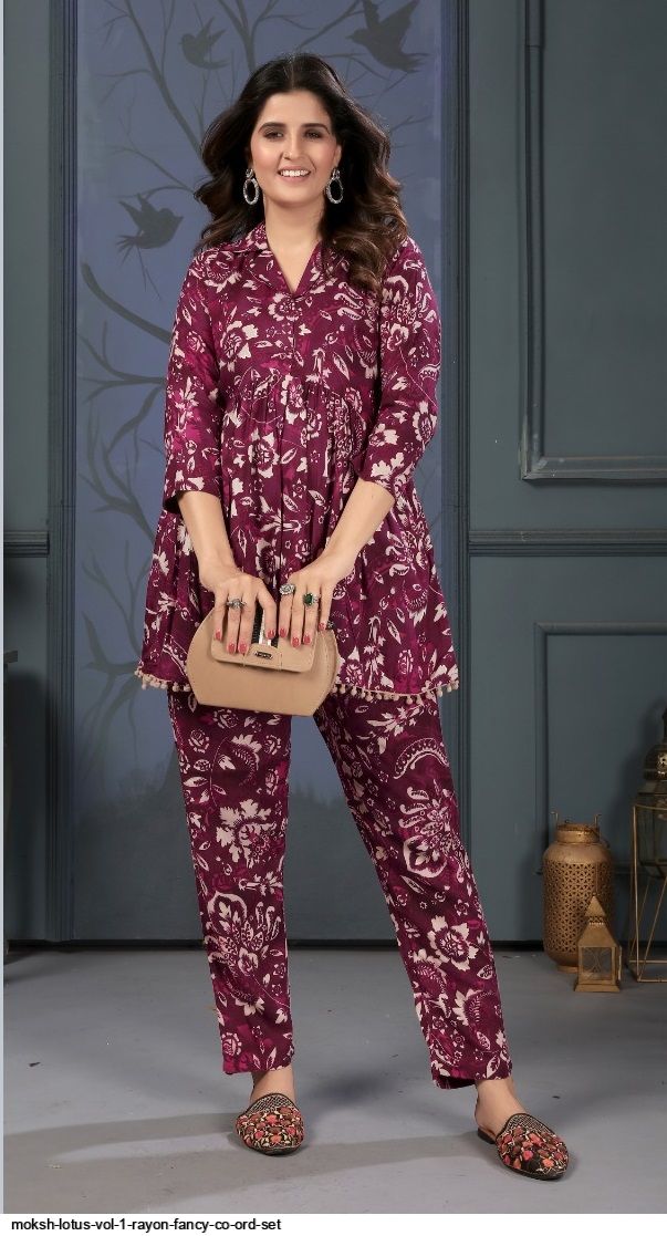 MOKSH LOTUS VOL 1 RAYON FANCY CO ORD SET 847