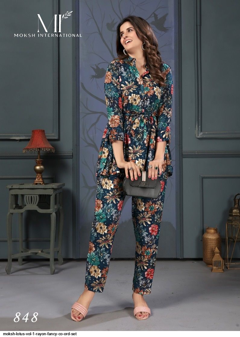 MOKSH LOTUS VOL 1 RAYON FANCY CO ORD SET 848