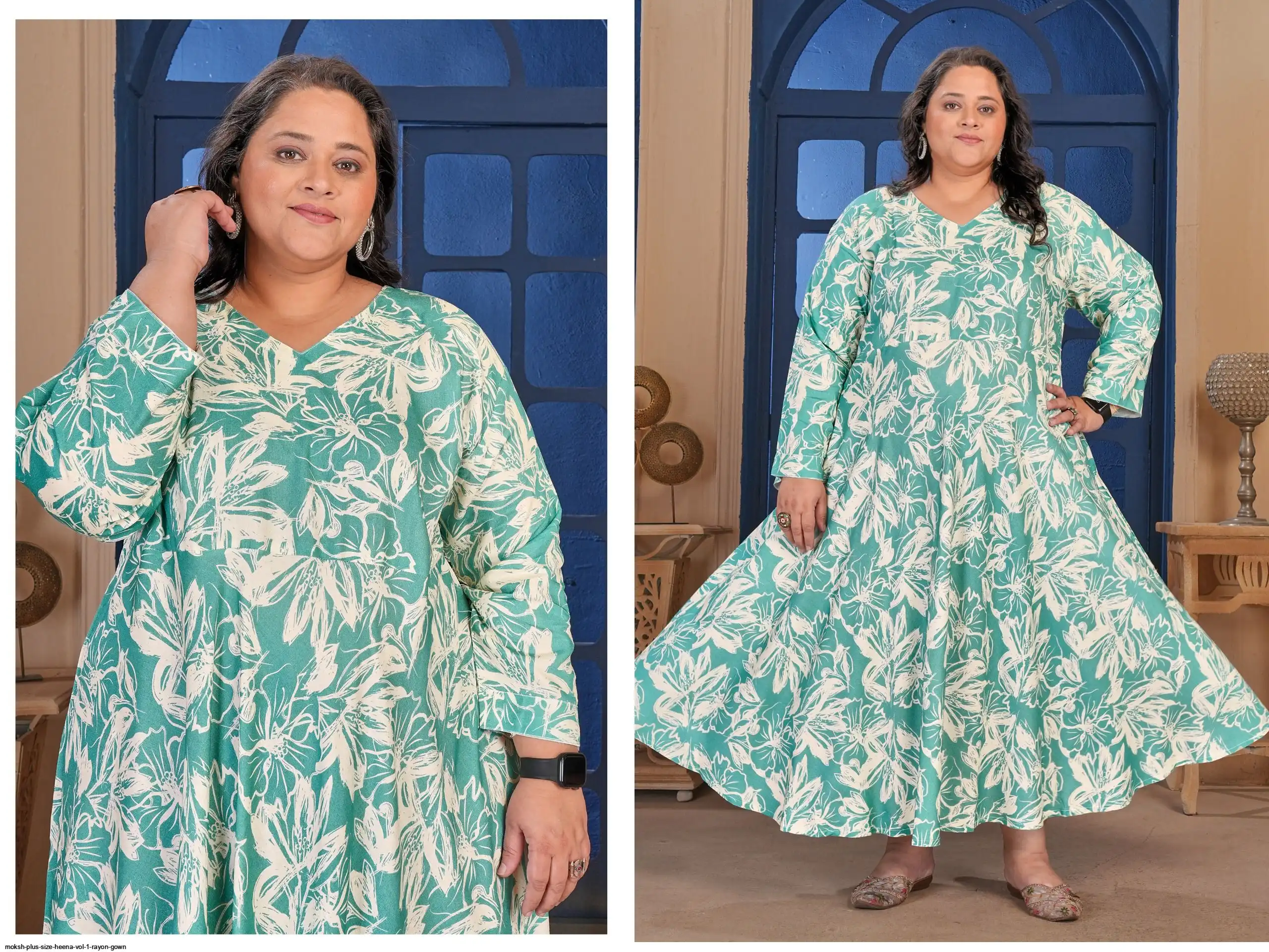 MOKSH PLUS SIZE HEENA VOL 1 RAYON GOWN C