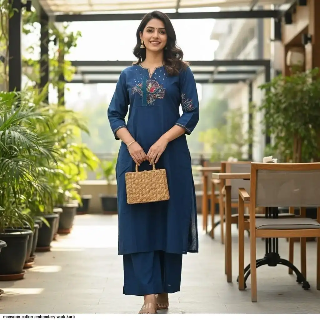 MONSOON COTTON EMBROIDERY WORK KURTI 4