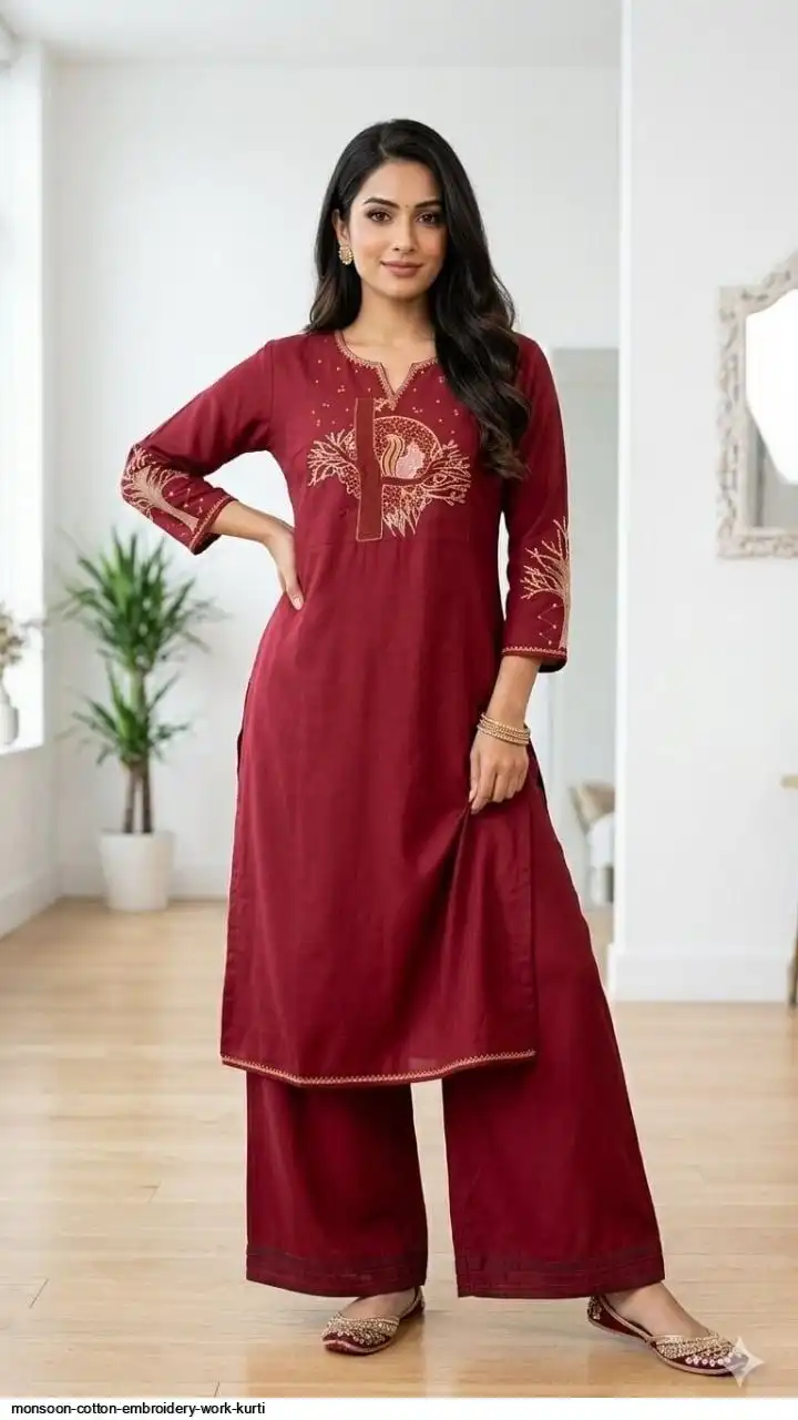 MONSOON COTTON EMBROIDERY WORK KURTI 3