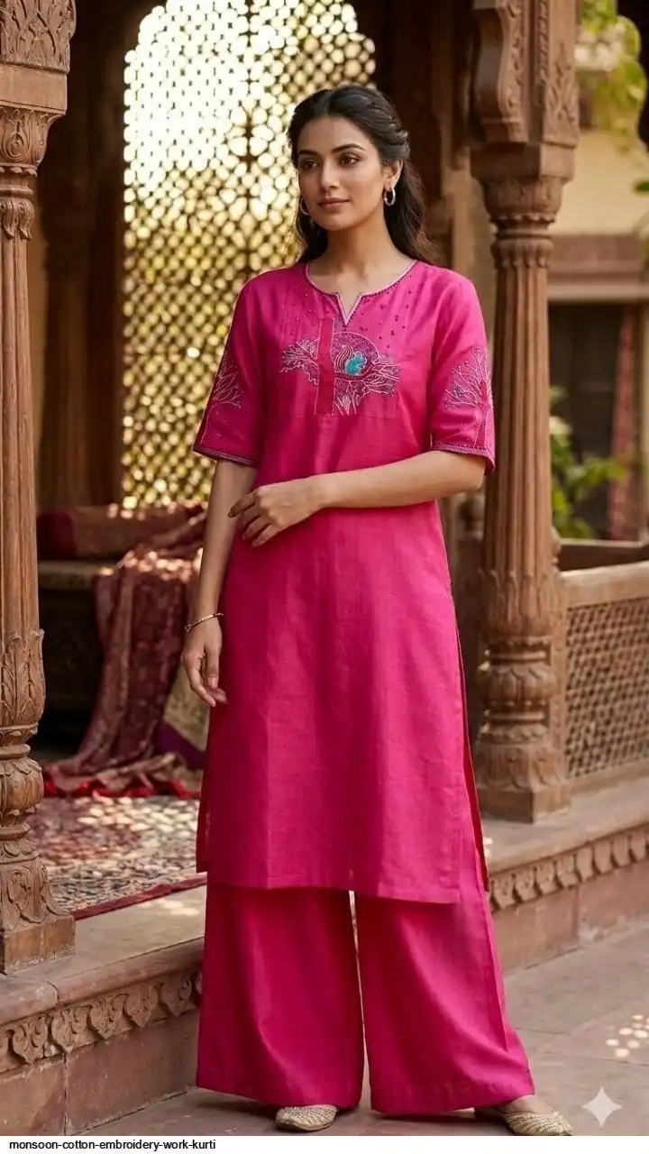 MONSOON COTTON EMBROIDERY WORK KURTI 5