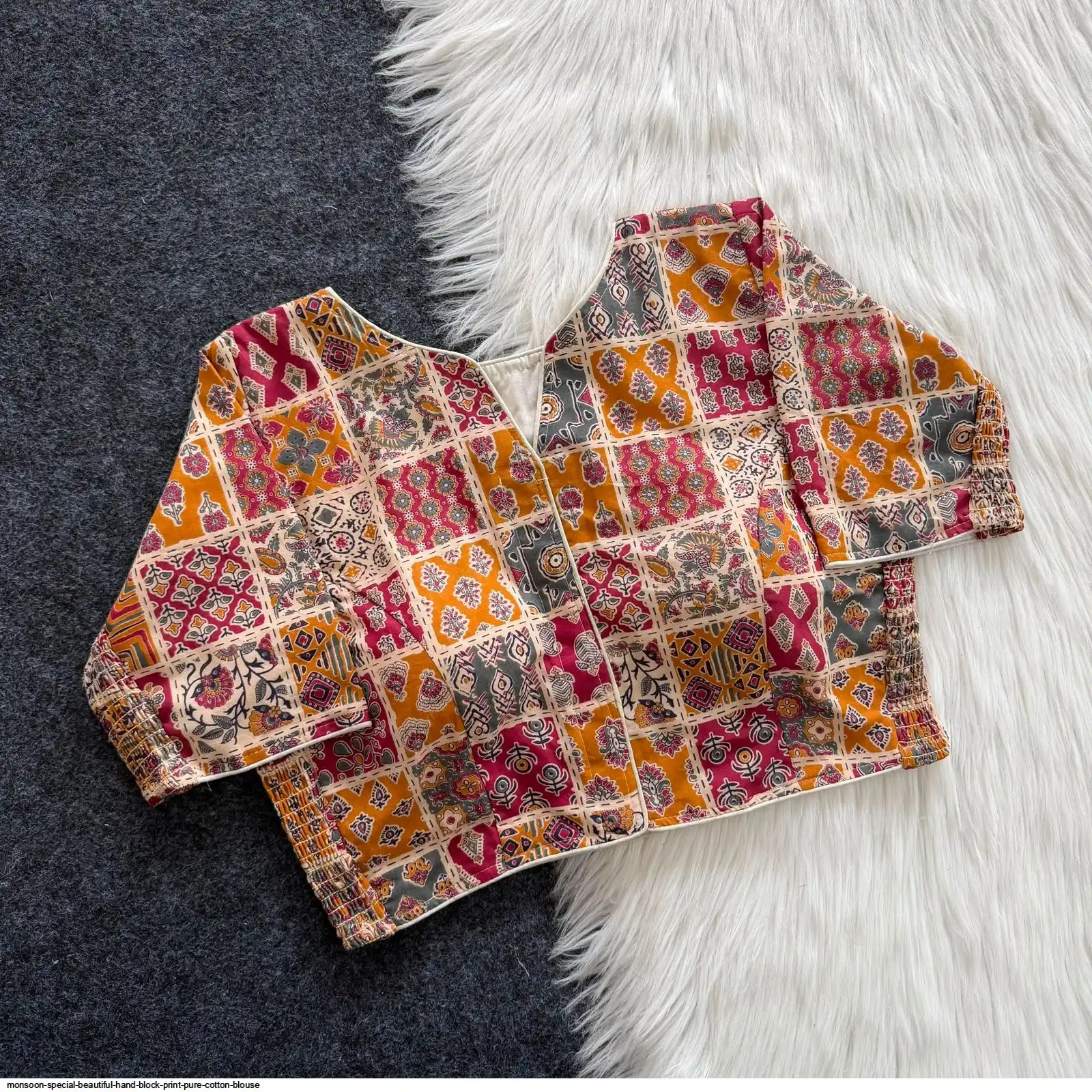 MONSOON SPECIAL BEAUTIFUL HAND BLOCK PRINT PURE COTTON BLOUSE 1