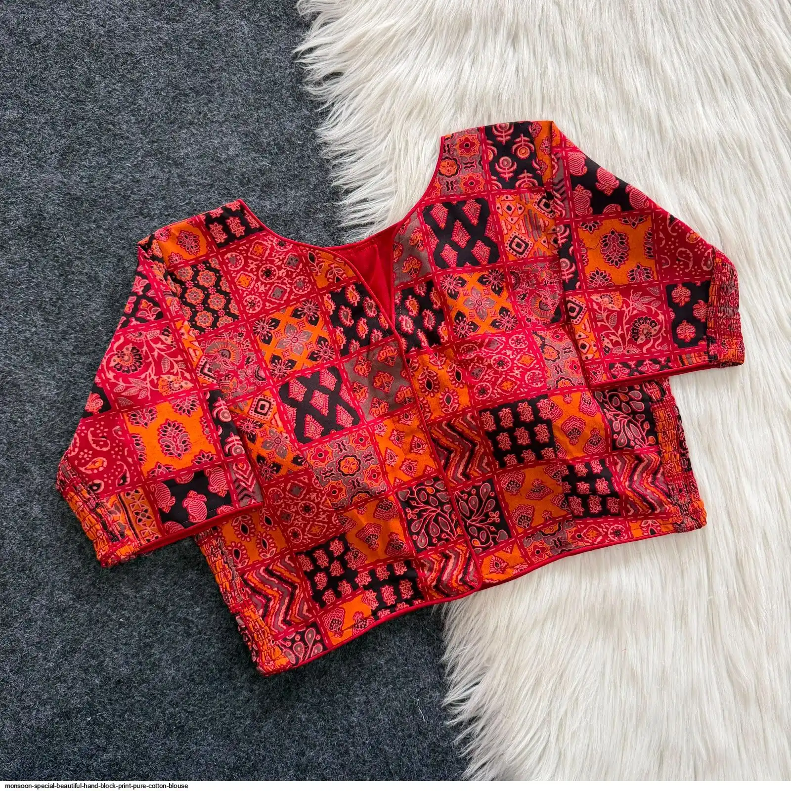 MONSOON SPECIAL BEAUTIFUL HAND BLOCK PRINT PURE COTTON BLOUSE 6