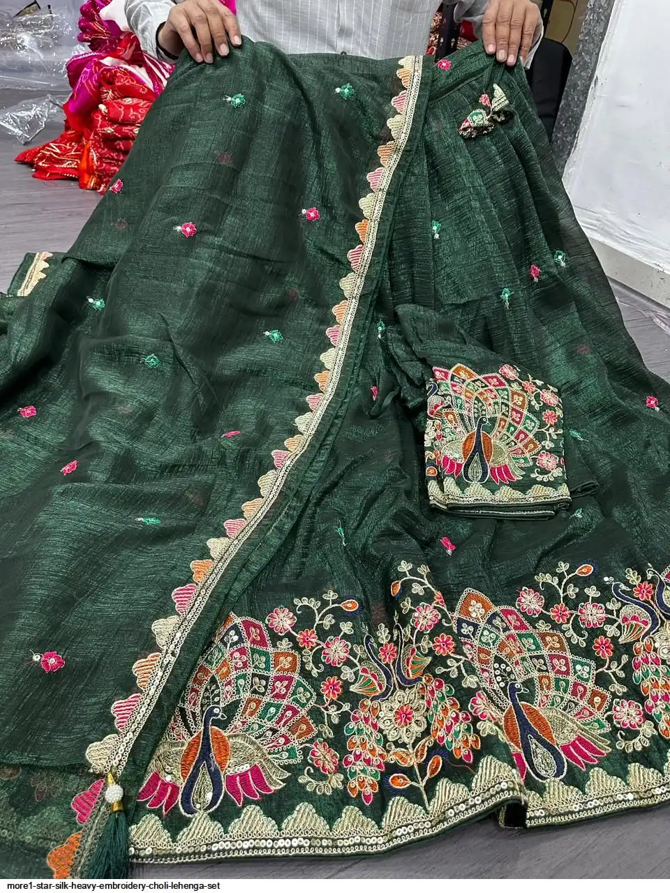 MORE1 STAR SILK HEAVY EMBROIDERY CHOLI LEHENGA SET D
