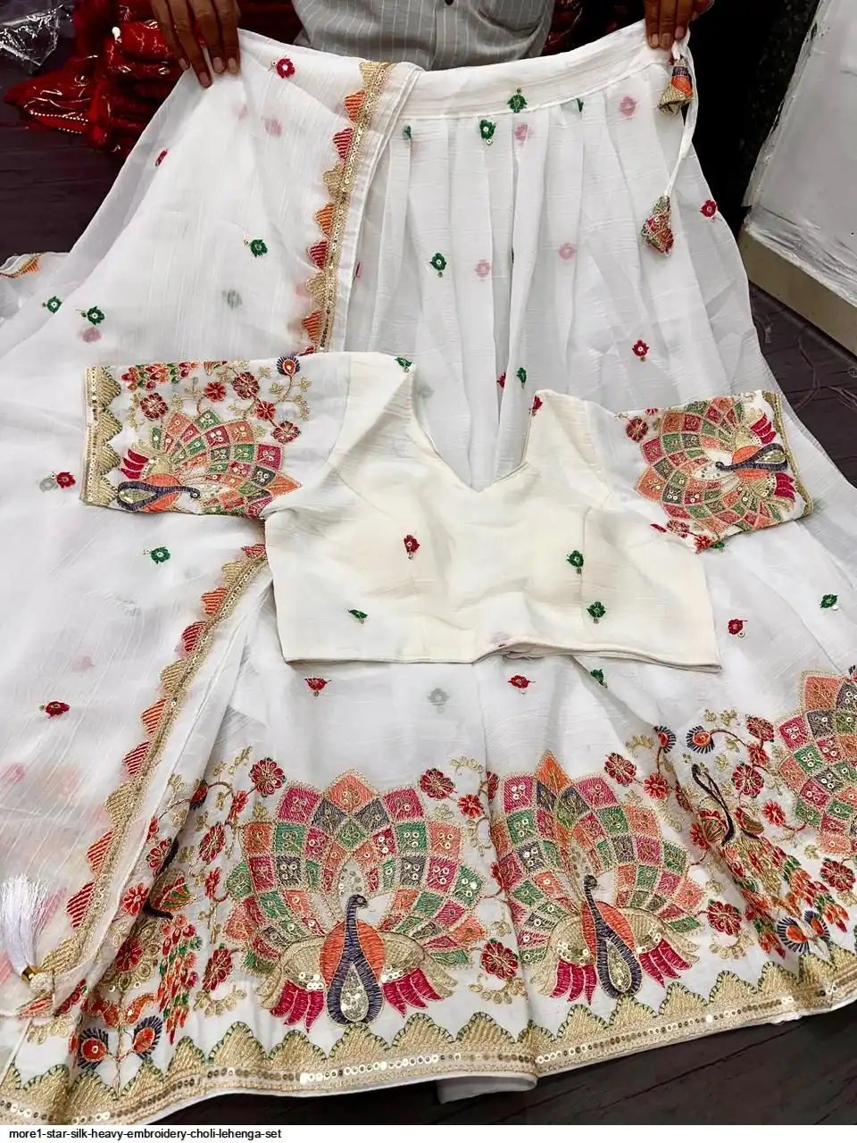 MORE1 STAR SILK HEAVY EMBROIDERY CHOLI LEHENGA SET A