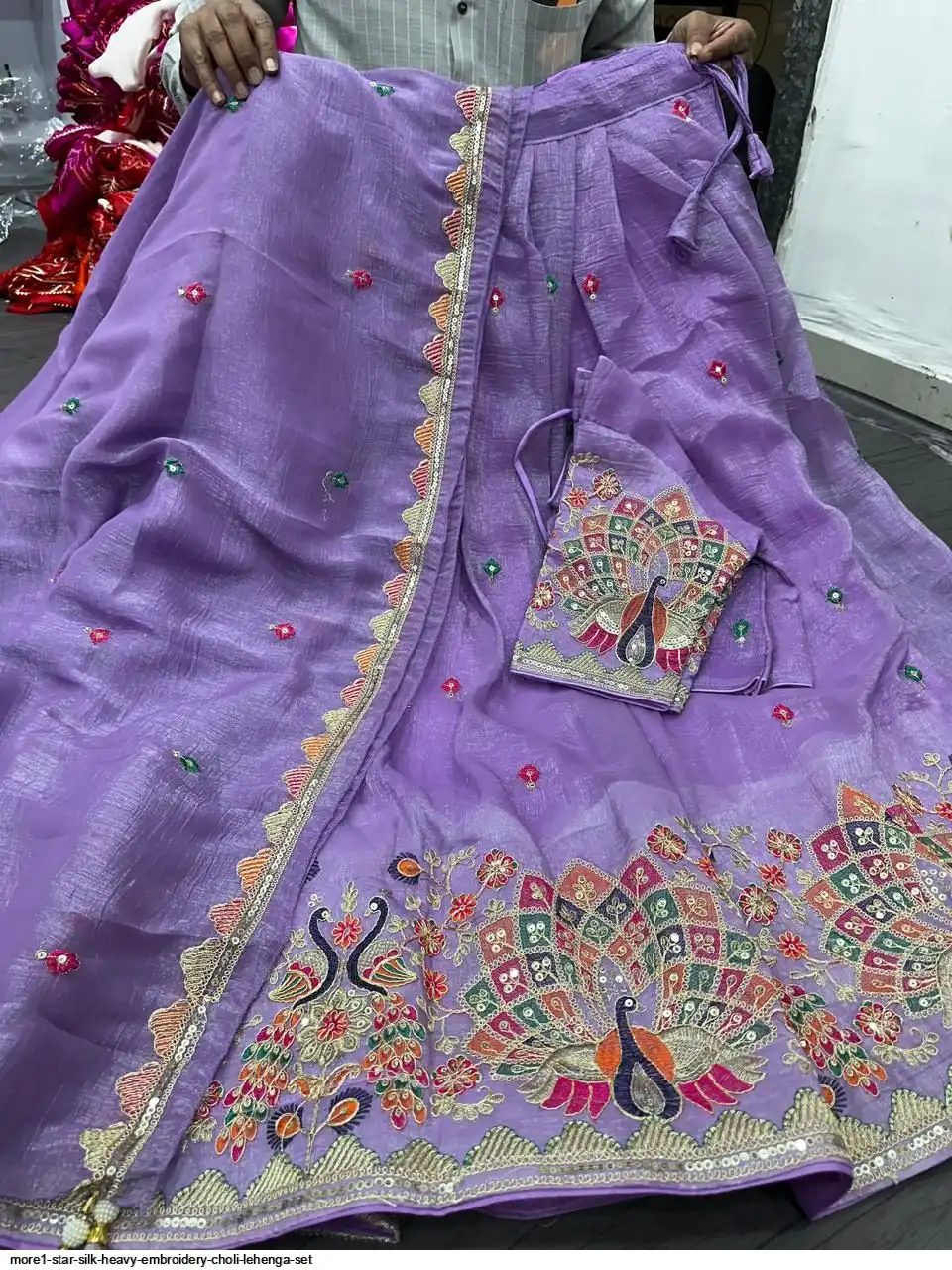MORE1 STAR SILK HEAVY EMBROIDERY CHOLI LEHENGA SET E