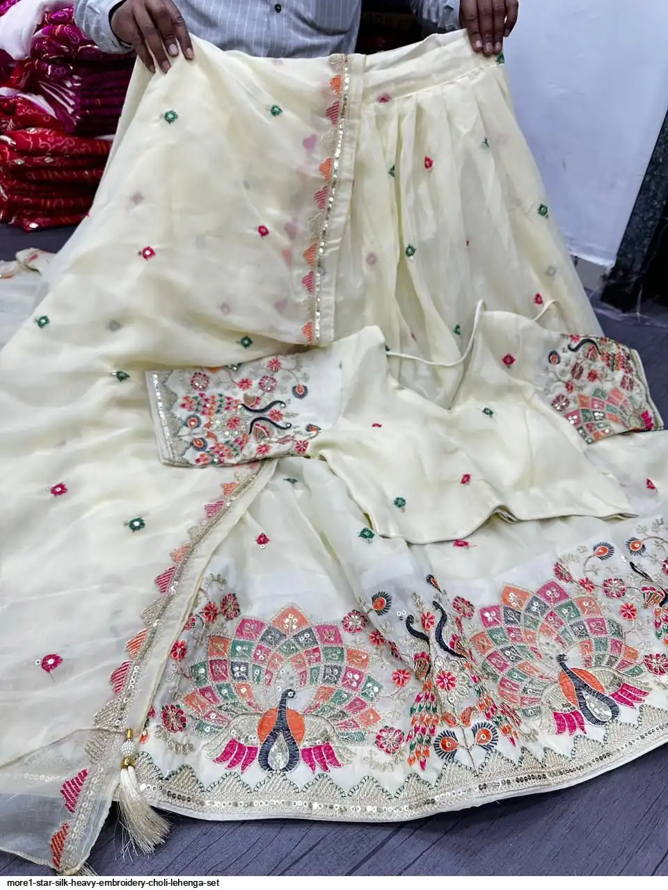 MORE1 STAR SILK HEAVY EMBROIDERY CHOLI LEHENGA SET H