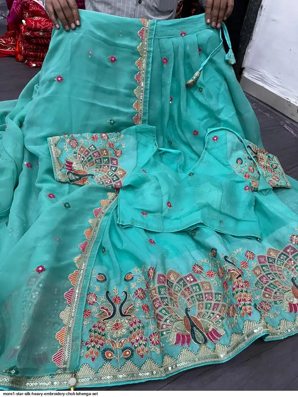 MORE1 STAR SILK HEAVY EMBROIDERY CHOLI LEHENGA SET C