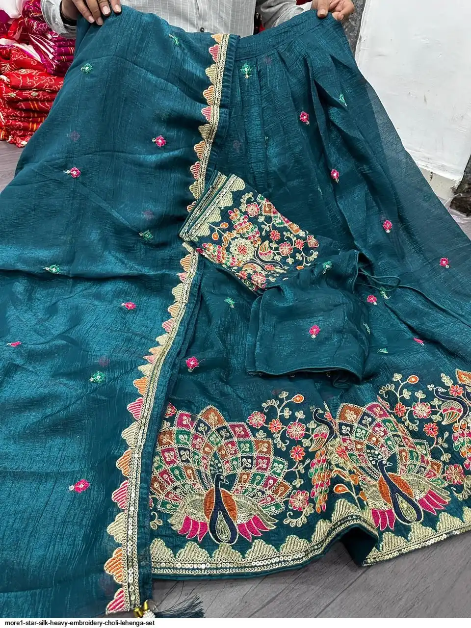 MORE1 STAR SILK HEAVY EMBROIDERY CHOLI LEHENGA SET F