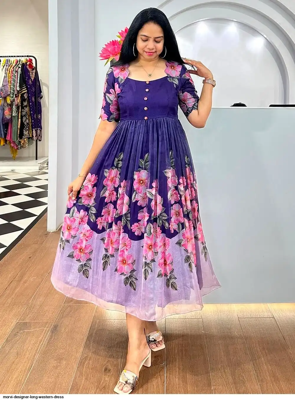 MORVI DESIGNER LONG WESTERN DRESS B