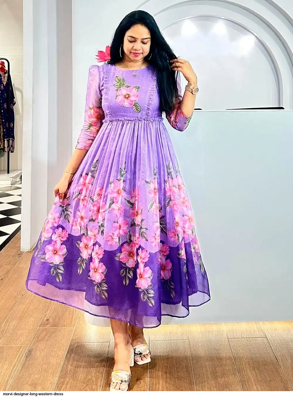 MORVI DESIGNER LONG WESTERN DRESS C